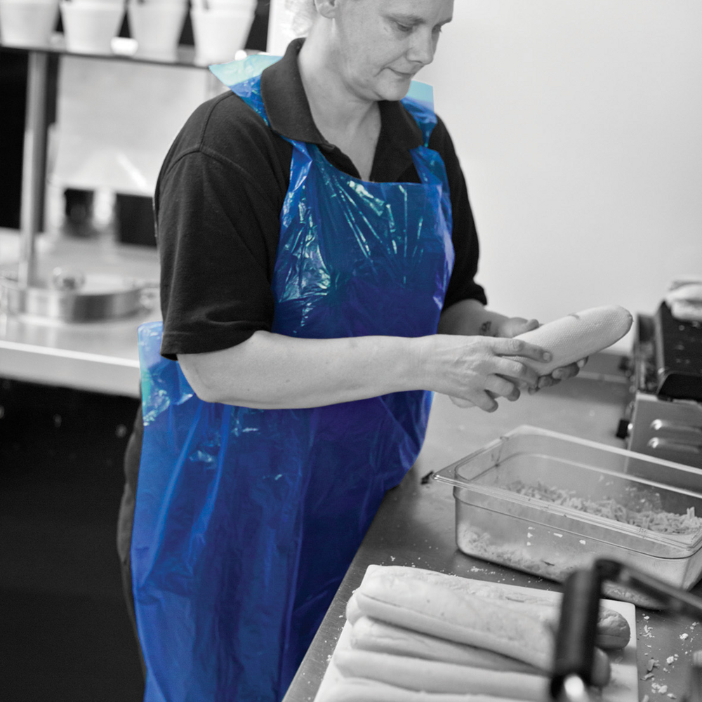 ShieldÂ® Blue Medium Duty Aprons in a Pack ? 27" x 42"