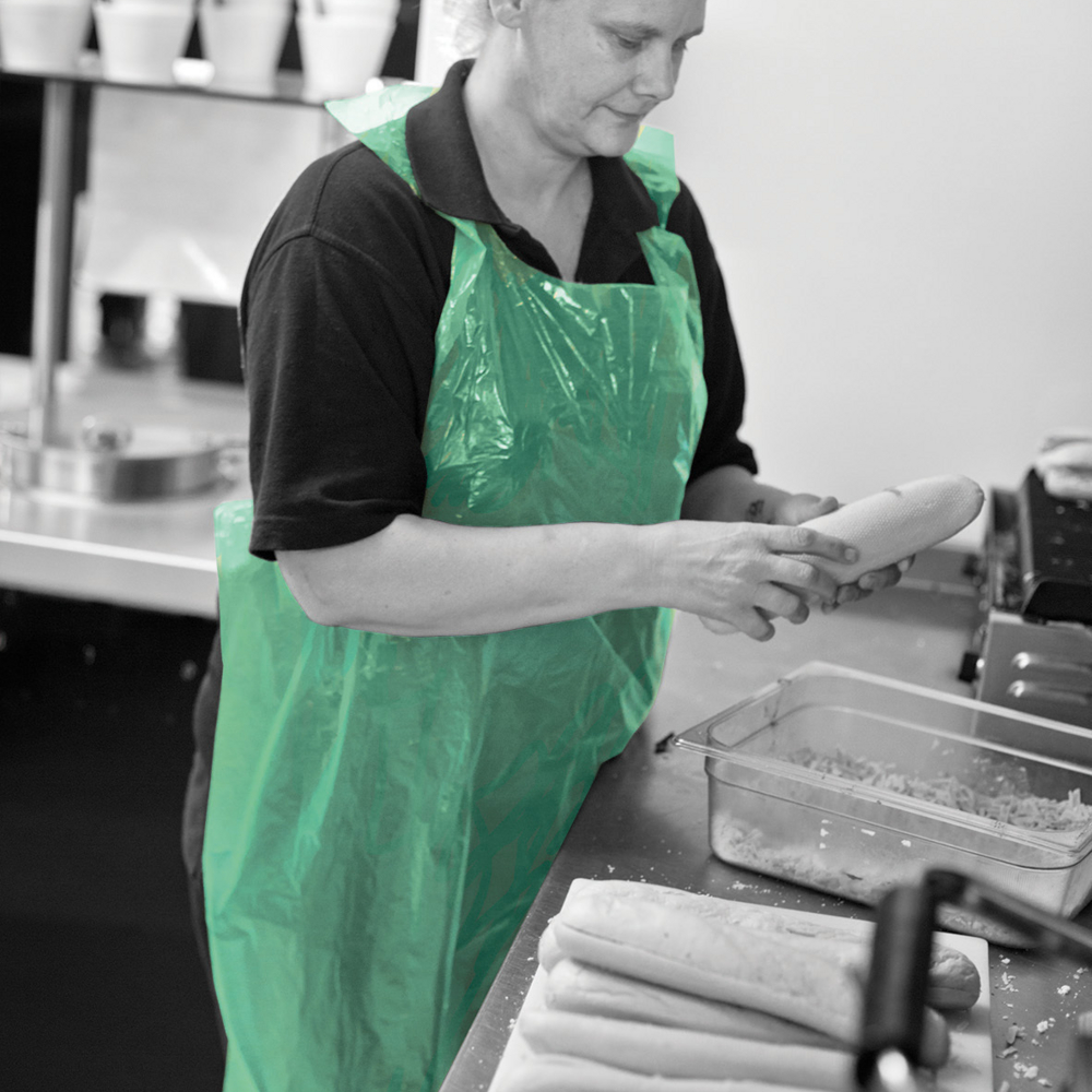 ShieldÂ® Green Medium Duty Aprons in a Pack ? 27" x 42"